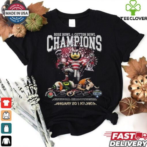 Official Ohio State Buckeyes Rose Bowl And Cotton Bowl Champions 2025 T Shirt