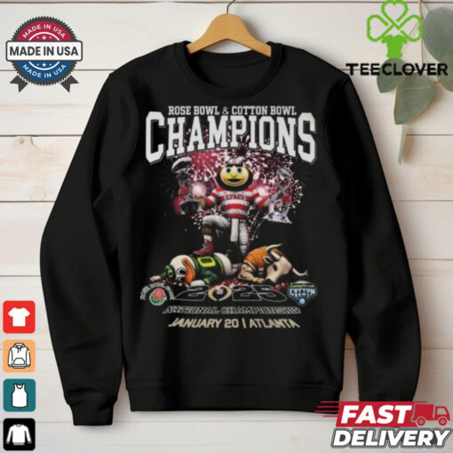 Official Ohio State Buckeyes Rose Bowl And Cotton Bowl Champions 2025 T Shirt