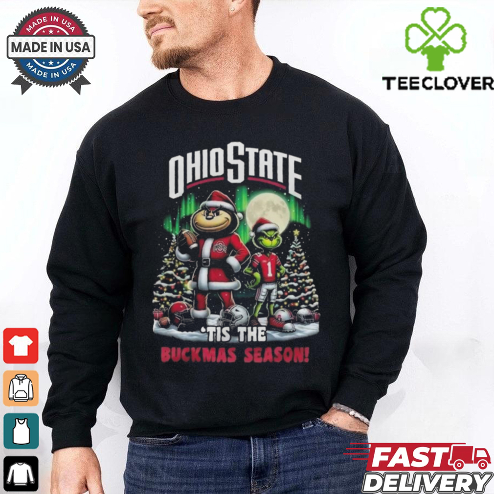 Official Ohio State Buckeyes Tis The Buckmas Season Christmas 2024 Shirt Official Ohio State Buckeyes Tis The Buckmas Season Christmas 2024 Shirt