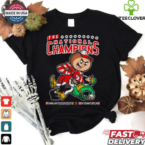 Official Ohio State Buckeyes Vs Notre Dame Fighting Irish The National Champions Jan 20 2025 Atlanta GA Mascot t shirt