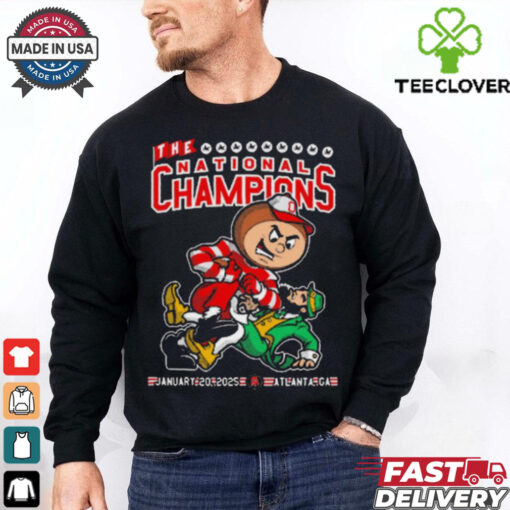 Official Ohio State Buckeyes Vs Notre Dame Fighting Irish The National Champions Jan 20 2025 Atlanta GA Mascot t shirt