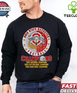 Official Ohio State Buckeyes football Champions 2024 National Cotton Bowl Rose Bowl Champions shirt