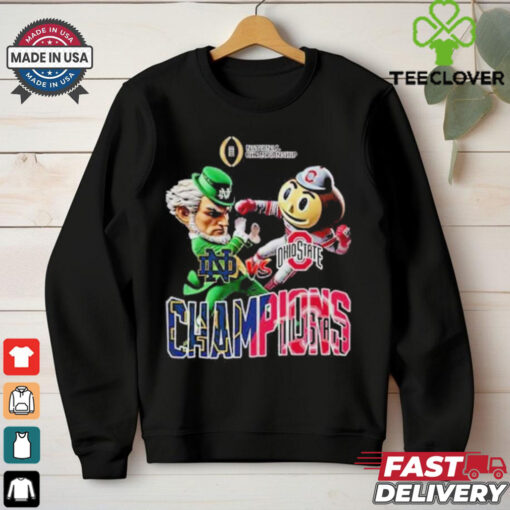 Official Ohio State Buckeyes vs Notre Dame Fighting Irish Mascot Fight College Football Playoff National Championship NCAA Season 2024 2025 Shirt
