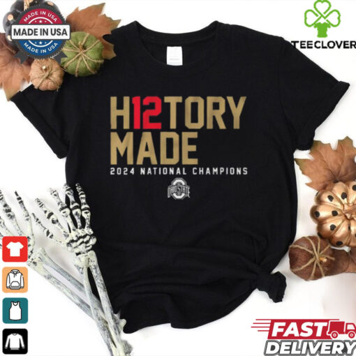 Official Ohio State Buckeyes win Notre Dame Fighting Irish College Football H12TORY Made 2024 National Champions t shirt