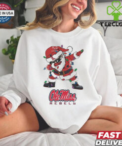 Official Ole Miss Rebels Dabbing Santa Claus Ugly Christmas Light shirt
