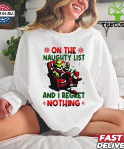Official On the Naughty List And I Regret Nothing Go Blue Devils Christmas T shirt