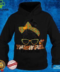 Official One Thankful Grandma Messy Bun Funny Fall Autumn Sweater Shirt