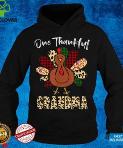 Official One Thankful Grandma Turkey Leopard Turkey Thanksgiving Sweater Shirt