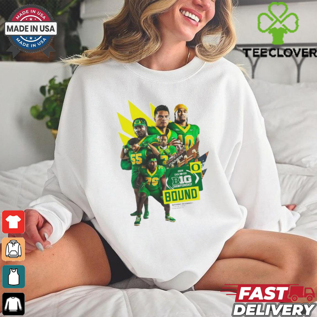 Official Oregon Ducks 2024 Big Ten Football Championship Game Bound Sat December 7 Indianapolis IN t shirt Official Oregon Ducks 2024 Big Ten Football Championship Game Bound Sat December 7 Indianapolis IN t shirt
