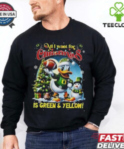 Official Oregon Ducks All I Want For Christmas Is To Green And Yellow 2024 T shirt
