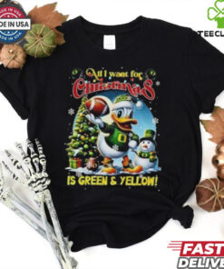 Official Oregon Ducks All I Want For Christmas Is To Green And Yellow 2024 T shirt