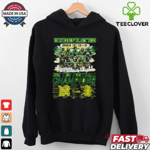 Official Oregon Ducks Teams 2024 Big Ten Football Champions Signatures Shirt