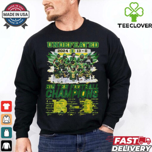 Official Oregon Ducks Teams 2024 Big Ten Football Champions Signatures Shirt