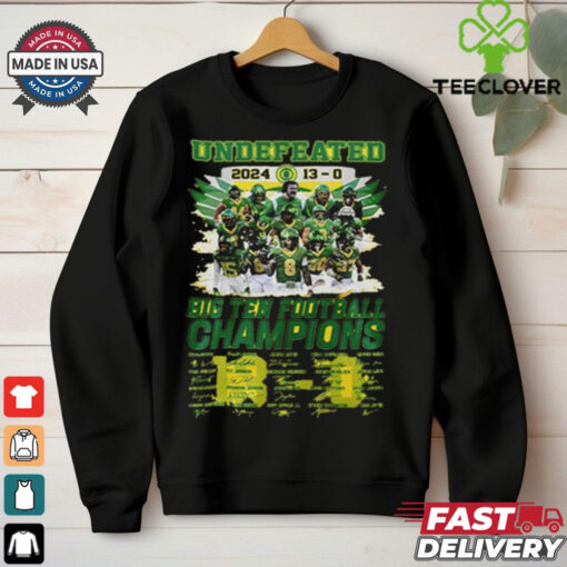Official Oregon Ducks Teams 2024 Big Ten Football Champions Signatures Shirt