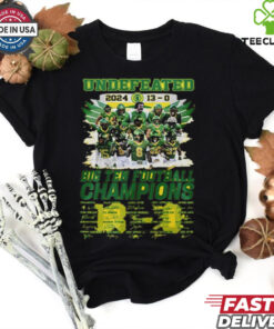 Official Oregon Ducks Teams 2024 Big Ten Football Champions Signatures Shirt