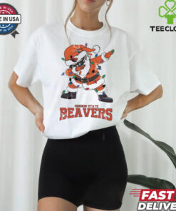 Official Oregon State Beavers Dabbing Santa Claus Ugly Christmas Light shirt