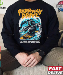 Official Parkway Drive 20 Year Anniversary Australian Tour 2024 Surfing Reaper t shirt