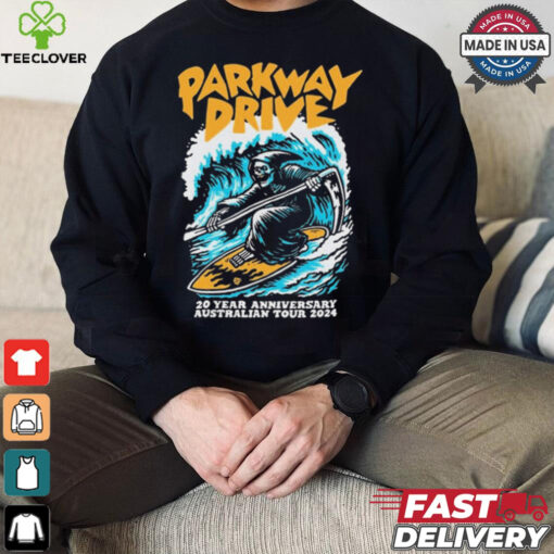 Official Parkway Drive 20 Year Anniversary Australian Tour 2024 Surfing Reaper t shirt