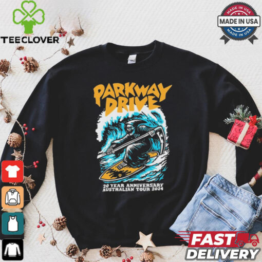 Official Parkway Drive 20 Year Anniversary Australian Tour 2024 Surfing Reaper t shirt