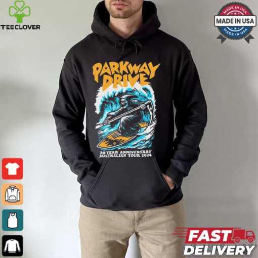Official Parkway Drive 20 Year Anniversary Australian Tour 2024 Surfing Reaper t shirt