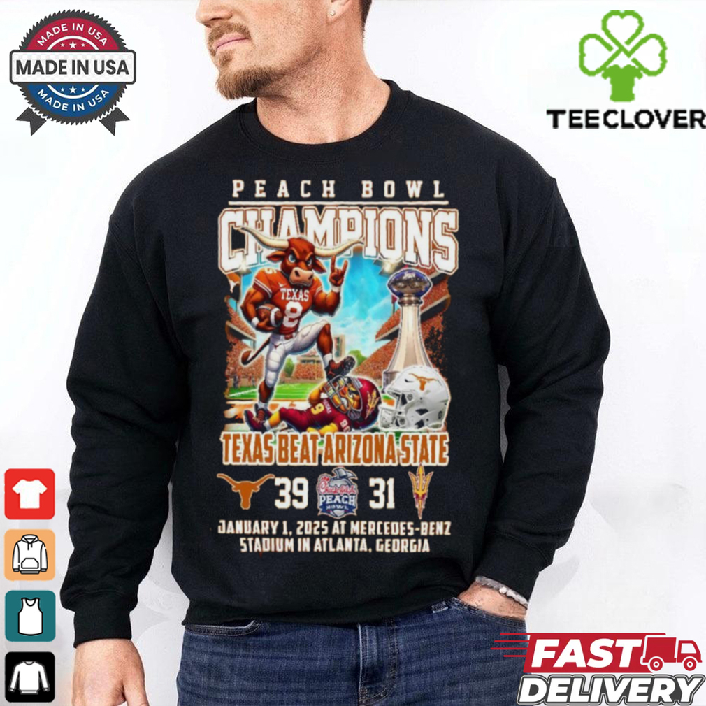Official Peach Bowl Champions For Texas Beat Arizona State Mascot Shirt Official Peach Bowl Champions For Texas Beat Arizona State Mascot Shirt