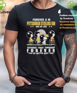 Official Peanuts Characters Walking Forever A Pittsburgh Steelers Fan Win Or Lose Yesterday Today Tomorrow Forever No Matter What Shirt