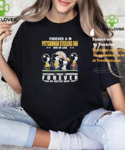 Official Peanuts Characters Walking Forever A Pittsburgh Steelers Fan Win Or Lose Yesterday Today Tomorrow Forever No Matter What Shirt