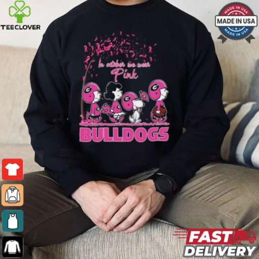 Official Peanuts Characters X Georgia Bulldogs In October We Wear Pink Shirt