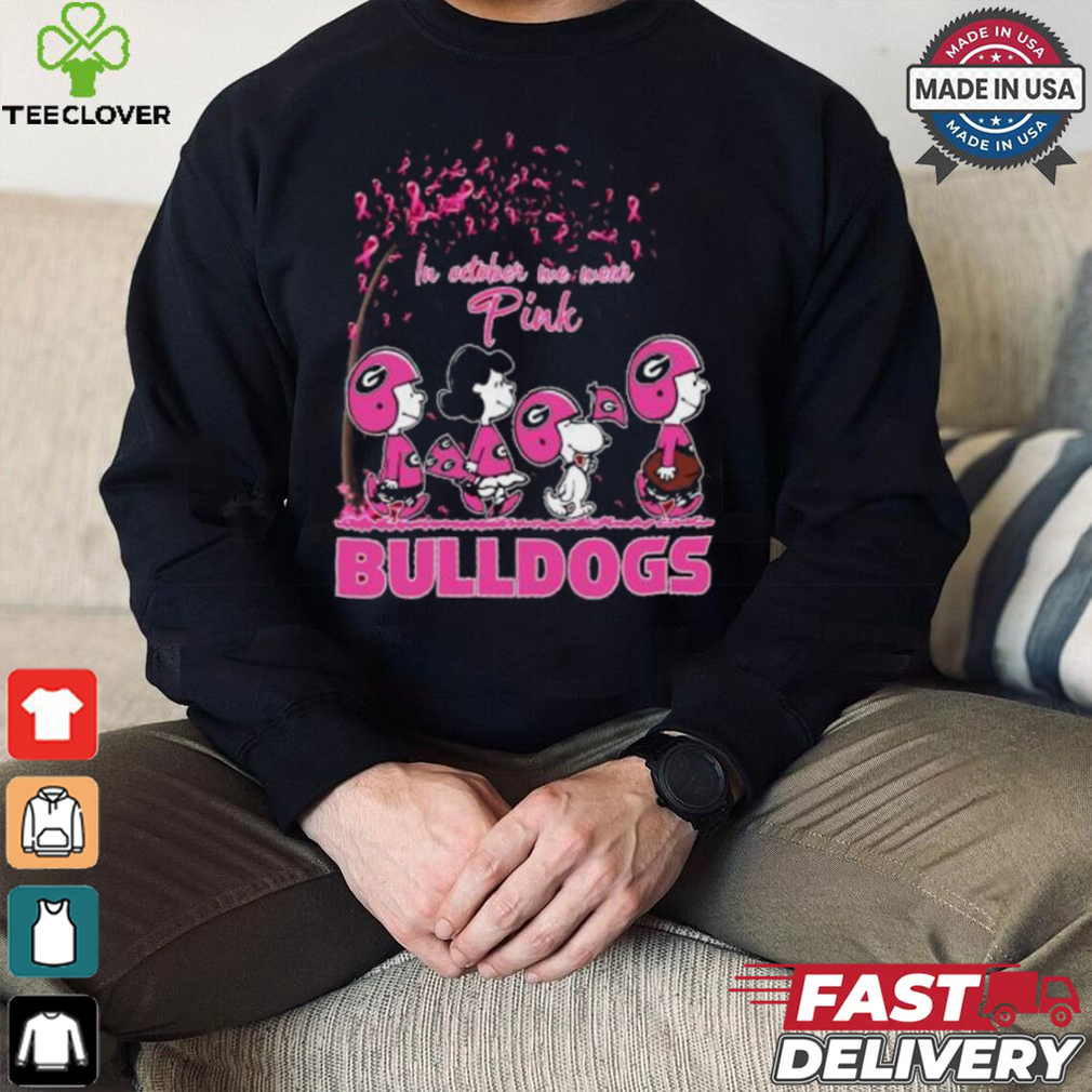 Official Peanuts Characters X Georgia Bulldogs In October We Wear Pink Shirt Official Peanuts Characters X Georgia Bulldogs In October We Wear Pink Shirt