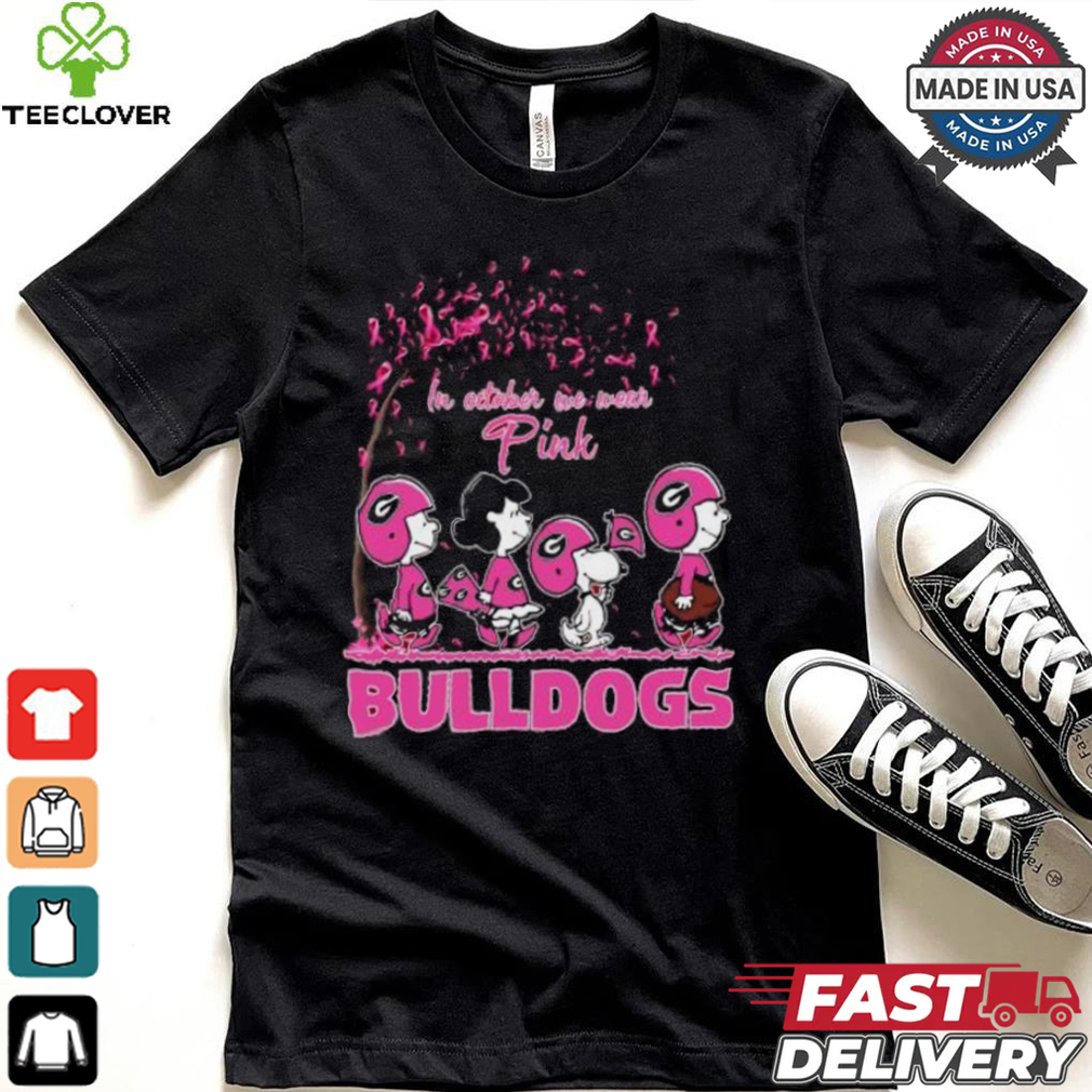 Official Peanuts Characters X Georgia Bulldogs In October We Wear Pink Shirt Official Peanuts Characters X Georgia Bulldogs In October We Wear Pink Shirt