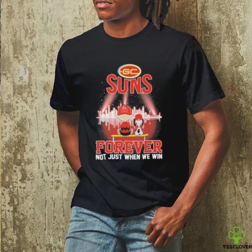 Official Peanuts Snoopy And Charlie Brown Watching Gold Coast Suns Forever Not Just When We Win Shirt