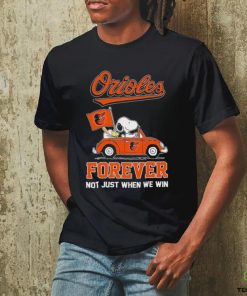 Official Peanuts Snoopy And Woodstock On Car Baltimore Orioles Forever Not Just When We Win Shirt