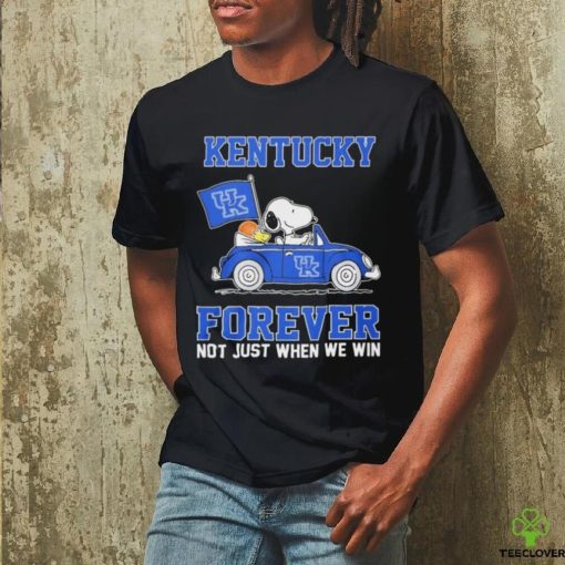 Official Peanuts Snoopy And Woodstock On Car Kentucky Basketball Forever Not Just When We Win Shirt