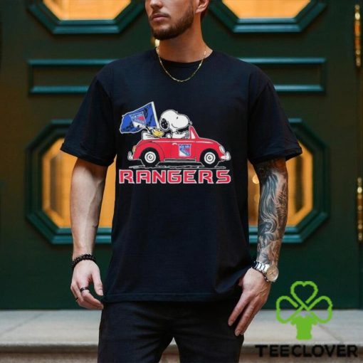 Official Peanuts Snoopy And Woodstock On Car New York Rangers Hockey Shirt