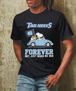 Official Peanuts Snoopy And Woodstock On Car UNC Basketball Forever Not Just When We Win Shirt