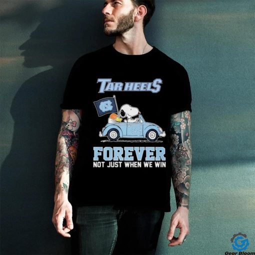 Official Peanuts Snoopy And Woodstock On Car UNC Basketball Forever Not Just When We Win Shirt