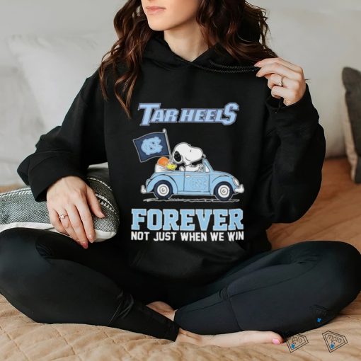 Official Peanuts Snoopy And Woodstock On Car UNC Basketball Forever Not Just When We Win Shirt