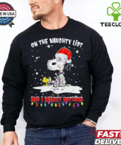 Official Peanuts Snoopy Christmas On The Naughty List And I Regret Nothing 2024 T Shirt