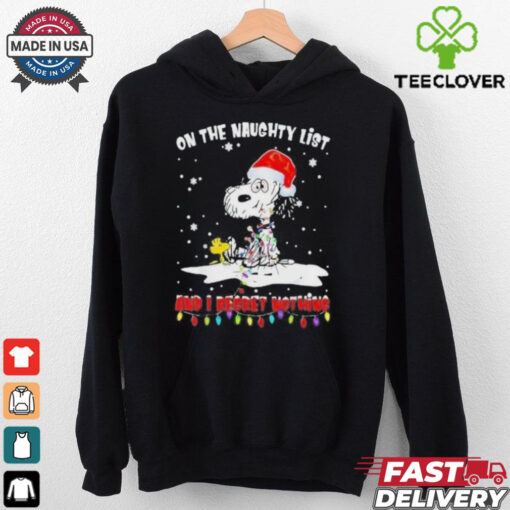 Official Peanuts Snoopy Christmas On The Naughty List And I Regret Nothing 2024 T Shirt