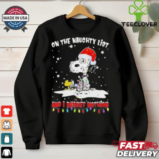 Official Peanuts Snoopy Christmas On The Naughty List And I Regret Nothing 2024 T Shirt