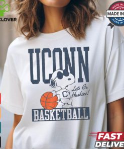 Official Peanuts x UConn Snoopy Basketball Let’s Go Huskies t shirt