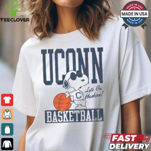 Official Peanuts x UConn Snoopy Basketball Let’s Go Huskies t shirt