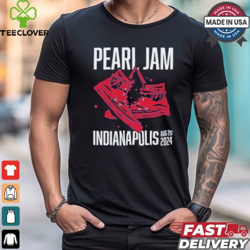 Official Pearl Jam Indianapolis Indiana Event Tee At Ruoff Music Center On August 26th 2024 Sneaker Artwork Two Sides Unisex T Shirt