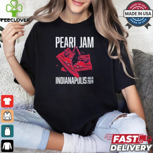 Official Pearl Jam Indianapolis Indiana Event Tee At Ruoff Music Center On August 26th 2024 Sneaker Artwork Two Sides Unisex T Shirt