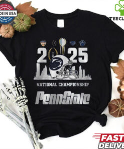 Official Penn State Nittany Lions 2025 National Championship Skyline Helmet Logo Football Shirt