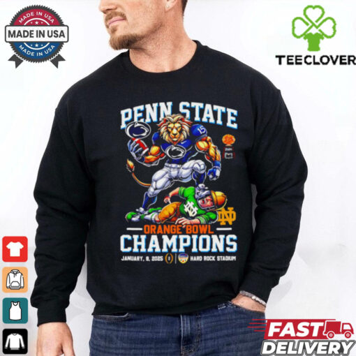 Official Penn State Nittany Lions Orange Bowl 2025 Champs mascot shirt