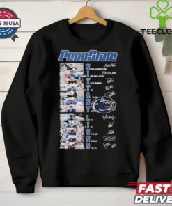 Official Penn State Nittany Lions Starting Team Moments Signatures Shirt with a commemorative design featuring key player signatures, perfect for Nittany Lions fans celebrating team milestones.