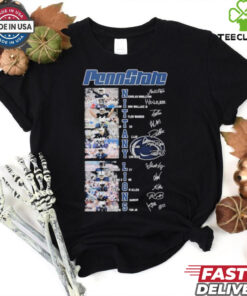 Official Penn State Nittany Lions Starting Team Moments Signatures Shirt with a commemorative design featuring key player signatures, perfect for Nittany Lions fans celebrating team milestones.