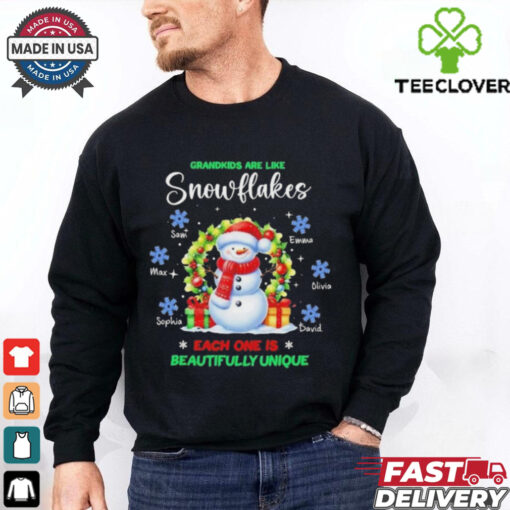 Official Personalized Grandkids Are Like Snowflakes Each One Is Beautifully Unique Christmas Shirt