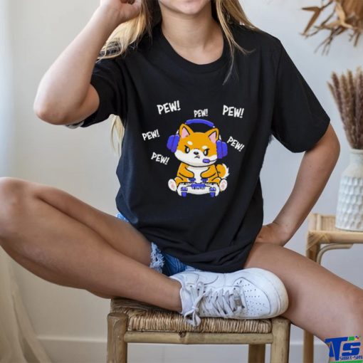 Official Pew Pew Pew Shiba Inu T Shirt